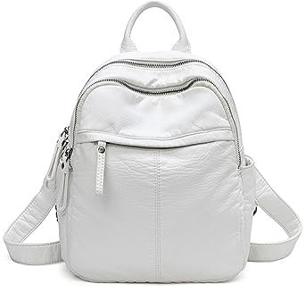Zaino da donna in morbida pelle PU carino piccolo zaino per la scuola borsa per libri borsa moda, S2 Bianco, 29cm