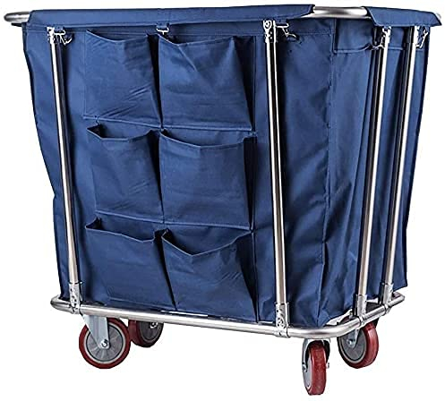 Shelf Movable Trolleys Laundry Basket Laundry Hamper Sorter Cart With Wheels Hotel Housekeeping Rolling Laundry Trolley Bin With Spacious Bag/Blue (Blue)