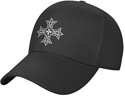 KWQDOZF Koptisch-orthodoxes Kreuz weiß verstellbare Baseballkappe für Damen und Herren Klassische Flache Papa-Mütze Schwarz