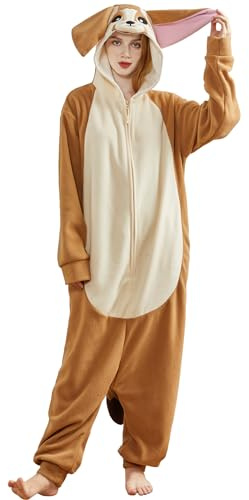 Kidukso Fennec Fuchs Kostüm Liebenswert Vulpes Zerda Einteiliger Schlafanzug Große Ohren Fuchs Karneval Cosplay Kostüm Verkleidung Party Nachtwäsche, Hellbraun