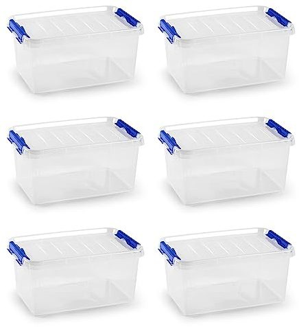 Acan Tradineur - Pack de 6 Cajas de Almacenamiento - Fabricado en plástico - Contenedor para almacenar juguetes, Libros, ropa, mantas - N.º 26-15,5 x 34 x 22,5 cm - 8 Litros