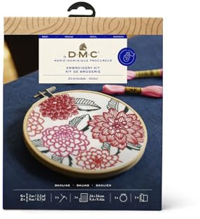 DMC Dahlias (14.5cm) Cross Stitch Embroidery Kit - 1 Set