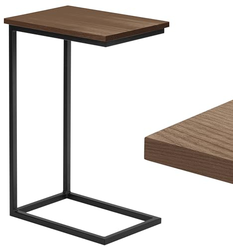 LAMO Manufaktur Beistelltisch | Laptoptisch | Sofatisch | mobiler Kaffeetisch | Nachttisch | 45x30x67 cm | Gestell Schwarz | 100% Echtholz Massiv Platte Farbe: Nussbaum