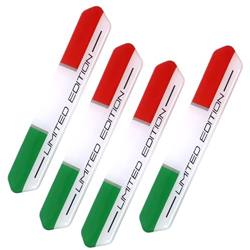 Vinciann 4 adesivi decorazione auto macchina moto tricolore bandiera italiana Italia Limited Edition 100x19mm