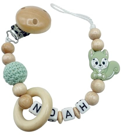 personalisierte Kette mit Namen für Mädchen Junge Baby Geschenk personalisiert zur Geburt & Taufe Kaninchen große Farbauswahl (Mint)