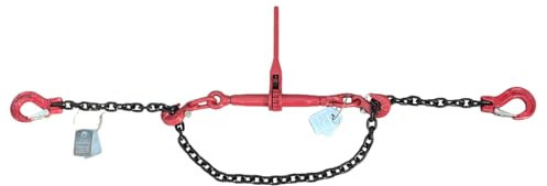 Zurrkette-Spannkette 2-teiliges System nach EN 12195-3 zur Ladungssicherung 10mm 4m Nutzlänge schwarz lackierte Kette mit Ratschenlastspanner Güteklasse 8…