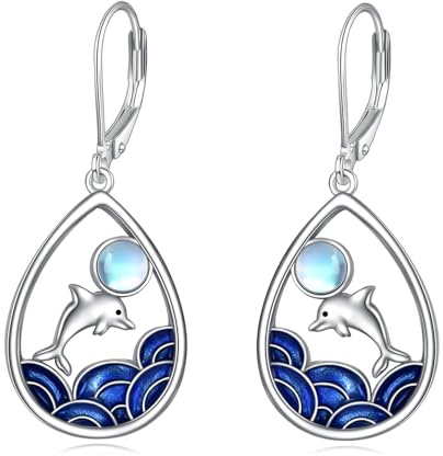 Vadmans Katze Koala Ohrringe Sterling Silber Rosenquarz Mondstein Perlenschmuck Geschenke für Damen Frauen