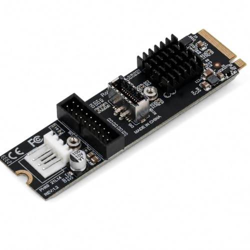 NVMe M-Key auf USB 3.1 Typ-E Frontpanel Adapter, 5 Gbit/s Erweiterungskarte mit 20-Pin USB 3.0 Buchse und 4-Pin Stromanschluss für Motherboard