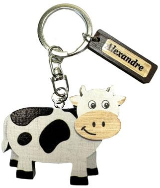Porte clés en Bois Vache, personnalisable