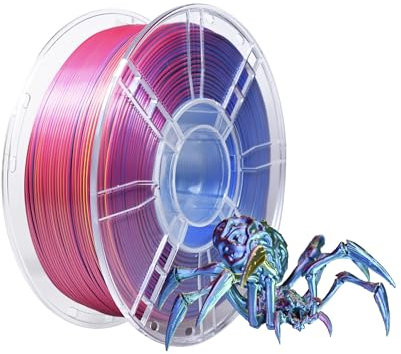 iBOSS Filamento PLA + triplo colore in seta, 1,75 mm, filamento per stampante 3D PLA Plus +/-0,02 mm, 1 kg/bobina, superficie lucida, seta rossa, giallo e blu