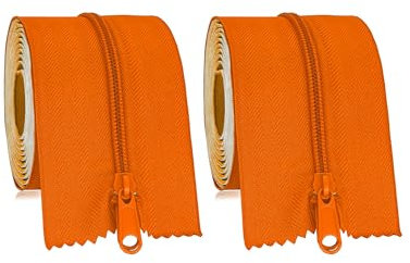 MAYOKEN® Selbstklebender Reißverschluss, 2 Stück, 220 cm x 7,6 cm, Orange, Hochsichtbarer und Rostfreier Reißverschluss für Baustellen, Sicherheitszonen und Bauprojekte