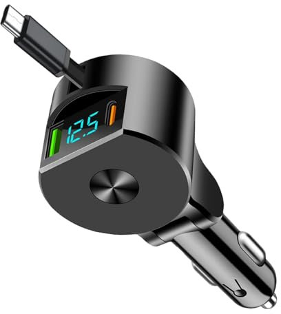SNZ 3 in 1 Zigarettenanzünder USB C 60W Einziehbares Auto Ladegerät, Travel Essentials für Auto Reise Gadgets, Auto Zubehör Innenraum für iPhone 16 15 14 13 Pro Max Plus Galaxy S25 S24 S23
