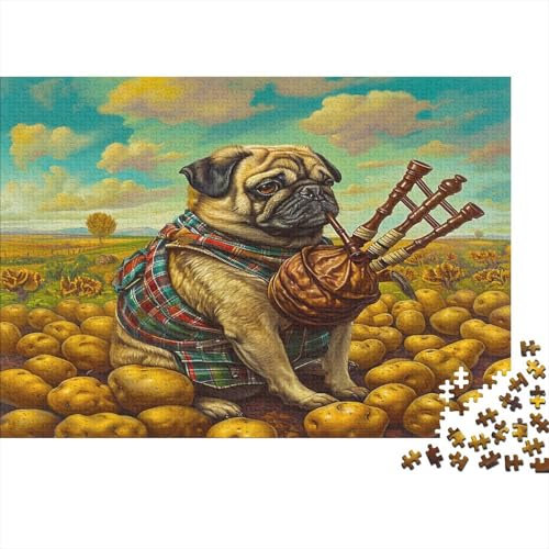 lihuogongsio Mops 1000 Stück Puzzles Dudelsack Lernspiel Spielzeug Geschenk Geschicklichkeitsspiel Für Die Ganze Familie Schöne Geschenkidee DIY Kreative Unterhaltung 1000pcs (75x50cm)