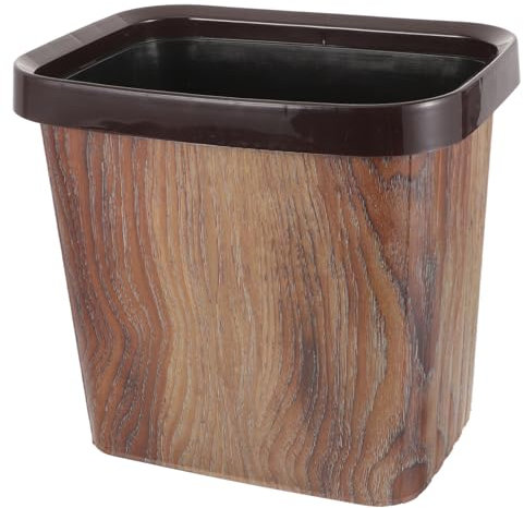 Parliky Poubelle Imitation Bois Sans Couvercle 10l Plastique Anneau De Pression Corbeille Cuisine Et Salon Maison Rangement Déchets