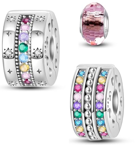 HappyStar Silber 925 Charms Anhänger für Armbänder, Combination Dangle Anhänger Bead Charms für Damen Kompatibel mit Pandora Europäischen Armbändern und Halskette （Mit Spacer Beads