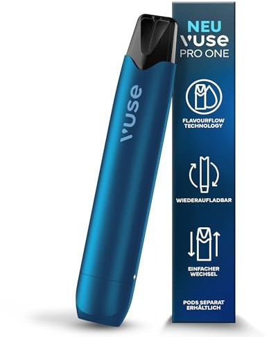 Vuse Pro One Vape Pen, kompatibel mit Vuse Pods, USB-C, Blau | Wiederaufladbare Vape mit Boost-Taste, *1000 Züge pro Ladung, Leichtes Pod System für unterwegs