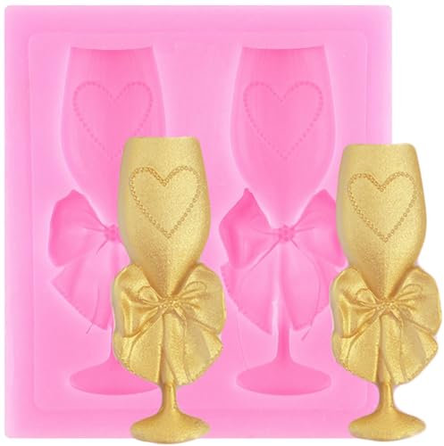 XMOLDNMS Grape and Champagne Bottle Silicone Fondant Mould for Decorating Cakes Cupcake Toppers Chocolate Gum Paste Candy Polymer Clay
