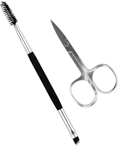 Ciseaux à sourcils avec brosse à sourcils, ciseaux à cils, ciseaux de coupe pour sourcils pour femmes et brosses de modelage des sourcils, petits ciseaux pour le visage avec pointe pointue