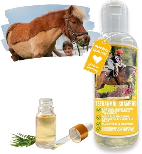 Emma Tea Tree Shampoo Horse Shampoo for Horses Dogs with Tea Tree Oil 0.25 L Anti Dandruff Shampoo pH Neutral I Care Shiny Hair I Dog Shampoo with Tea Tree Oil Against Itching for Irritated Skin Coat