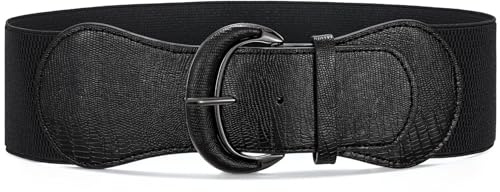 Waist Wow Damen Breite Gürtel für Kleider Elastischer Taillengürtel Schwarz Vintage Stretchgürtel Damen Gürtel mit Hakenschnalle