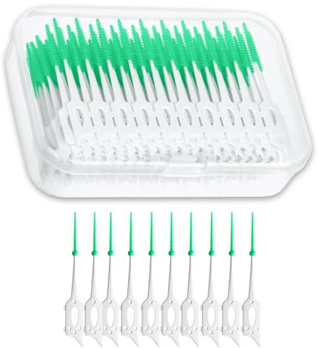 NXPUXP 200 Pezzi Spazzolini Scovolini Silicone,Scovolini Dentali,Scovolini Interdentali,Scovolini Denti-Scovolini per Gli Spazi Interdentali(Verde)