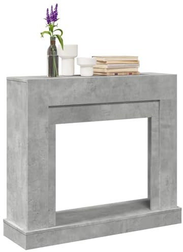 qohoio 854565 Fireplace Surround Concrete Grey 100x30x87.5 cm Engineered Wood Fireplace Wooden Surround Storage Cabinet Classic Chic Decoration for Lounge, Living Room, Sitting Room