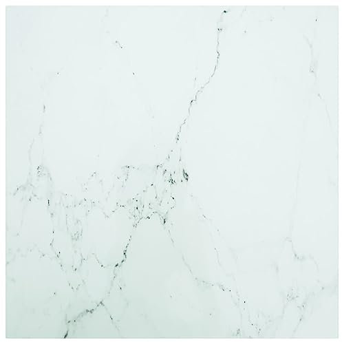 WKIEQACO Tischzubehör, Tischplatten, Tischplatte weiß, 70 x 70 cm, 6 mm, gehärtetes Glas mit Marmor-Design