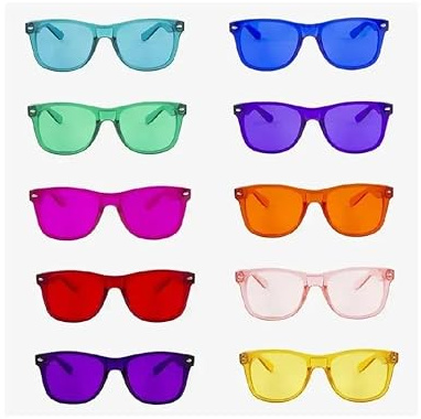 RobRia Farbtherapie-Brille – Farbtherapie-Brillengläser, getönte Gläser, kratzfeste Gläser mit Premium-Rahmen