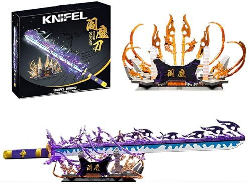 DzirePada Sauron Schwerter Baustein Baukasten mit Ständer, 1305Teile Anime Cosplay Schwerter Klemmbausteine, Kreative Katana Waffe Modell Spielzeug, Ideen Geschenke Jungen Fan Kinder Erwachsene