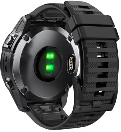 Astorgos 22mm Cinturino in silicone compatibile con Garmin Fenix 7/6/6 Pro/5/5 Plus/Forerunner 945/935/Approach S62/S60/Instinct/MARQ, cinturino di ricambio regolabile per donne uomini, Nero