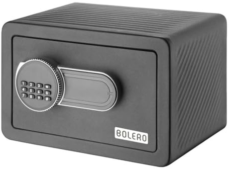 Bolero Standard Hotel Room Safe HP950 Steel, Black, 200x310x200mm | Includes two manual override keys for emergency access, offering secure hotel room storage with user-friendly operation.