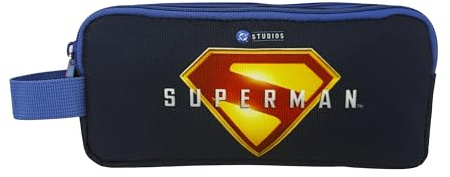 CYPBRANDS – Superman, zylindrisches Federmäppchen, Schulbedarf, Federmäppchen, Blaue Farbe, offizielles Produkt