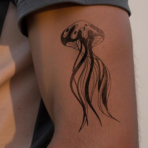 Inkster Tattoo - Große Qualle - vegane & wasserfeste Temporäre Tattoos für Erwachsene - EU-Kosmetikzertifizierte Farbe - revolutionäres 2 Wochen Tattoo | Premium Klebetattoos