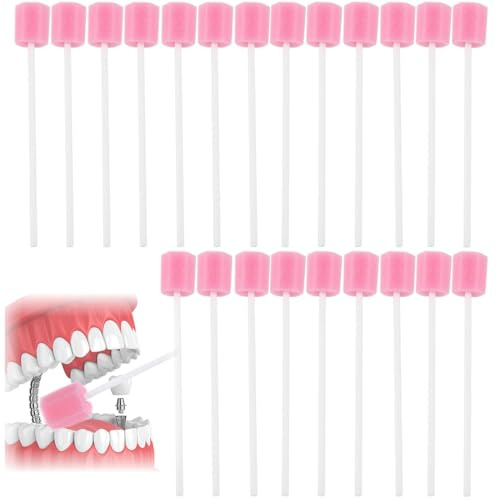 50 Stück Mundschwämme Steriler Dental Tupfer, Mundpflege Schwamm Tupfer, Reinigung Mund Tupfer, Mundhygieneschwamm, Mundpflegetupfer Wattestäbchen, Mundpflegestäbchen Schaumstoff für Mundhygiene