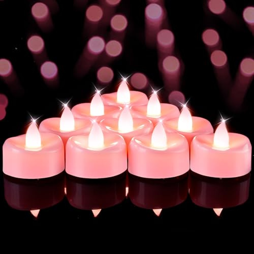 BEICHI 24-Pack Pink LED Tea Lights Candles Battery Operated