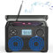 Combo de reproductor de CD portátil con radio FM, Bluetooth, batería de 4000 mAh, tarjeta TF y entrada USB, boombox de carga superior vintage