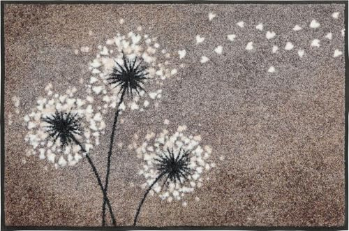 Erwin Müller Fußmatte Pusteblume taupe Größe 60x85 cm - äußerst robust, strapazierfähig und langlebig, in der Maschine waschen und trocknen, rutschfeste Rückseite