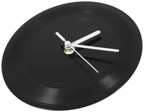 Toyvian Schallplatten Wanduhr Deko 1 Satz aus Kunststoff Schwarz | Wandhängend, Einfache Montage, für Büro und Klassenzimmer, ohne Batterie