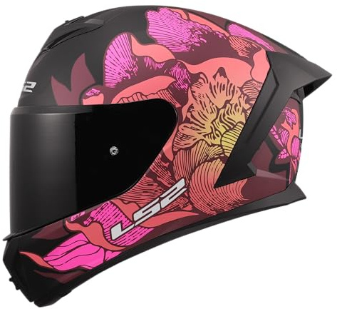 LS2, Integraler Motorradhelm RAPID III POPPIES II Black Pink, XXL