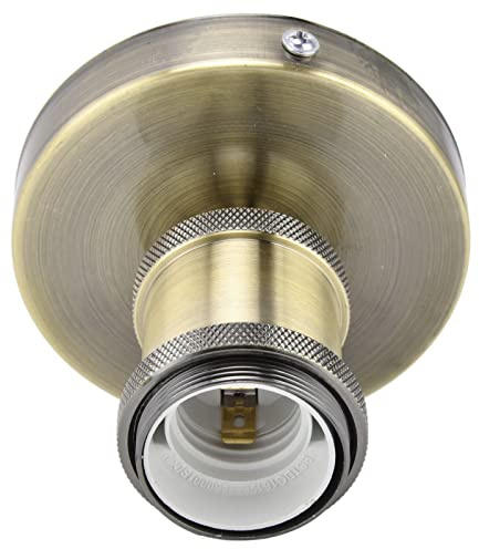 Funien Retro E26 E27 Alte Glühbirne Lampenfassung Aluminium Lampenkopf für Küche Schlafzimmer Wohnzimmer, Standard E27 Gewinde Lampenfassung mit Zubehör (Antike Messingfarbe)