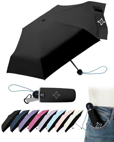 LILAC Mini Taschenschirm Windfest UPF100+ Regenschirm Kinder faltbar | Verstärkter Rahmen, 110 cm groß, leicht. Ideal als Regen- & Sonnenschutz für Alltag, Reise & Schulkinder.