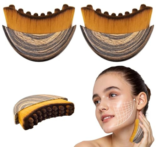 Cepillo Facial Linfatico, 2Pcs Cepillo Linfatico Facial, Cepillo Drenaje Linfatico Facial, Lymphatic Face Brush, Diseño Ergonómico, Masajeador de Drenaje Linfático para Esculpir Rostro
