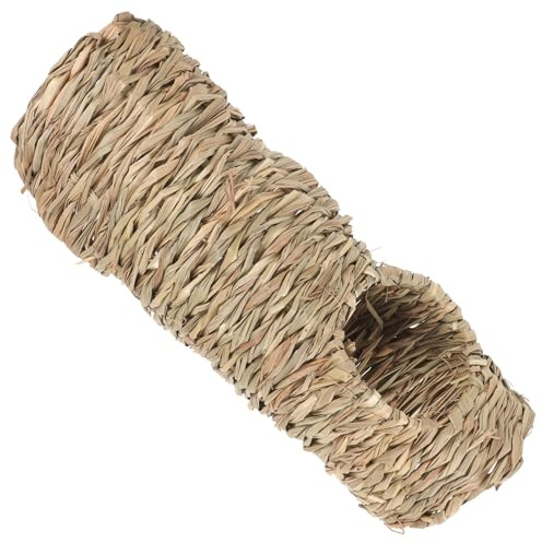 Tunnel de Paille pour Hamster, D’Exercice Beige, sans Bavure | Cage D’animal, Adapté au Chinchilla, Cachette Tressée, Accessoire de Repos