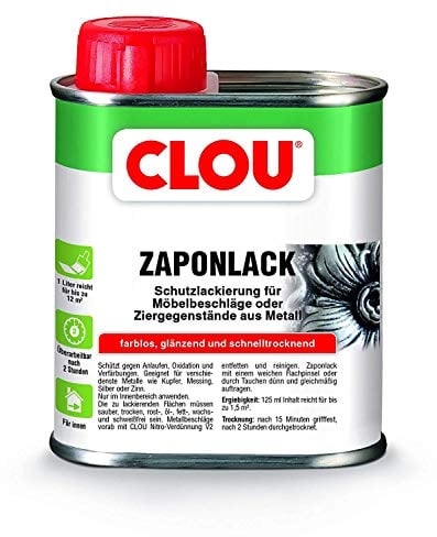Clou Zaponlack Schutzlackierung für Möbelbeschläge oder Ziergegenstände aus Metall im Innenbereich zum Anlaufschutz, 125ml