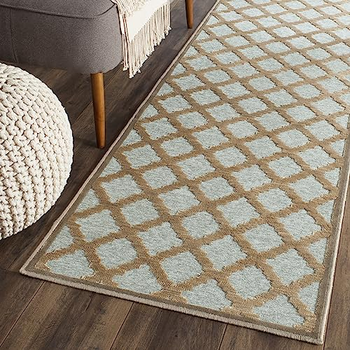 SAFAVIEH Traditionell Teppich für Wohnzimmer, Esszimmer, Schlafzimmer - Paradise Collection, Kurzer Flor, Mousse und Aqua, 66 X 244 cm