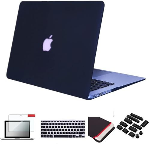 Se7enline Compatible with MacBook Pro 13 inch Case Model A1502/A1425 2015/2014/2013/2012 Laptop Hard Shell Protective Case&Sleeve Bag&Keyboard Cover Skin&Screen Protector&Dust Plug,Black