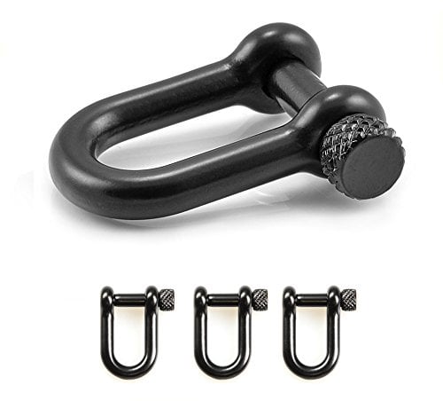 Ganzoo - Set di 3 grilli in acciaio, con chiusura a vite, per braccialetti in paracord, cordoncini ecc., 26 mm x 20 mm (taglia S), forma ad U, colore: nero