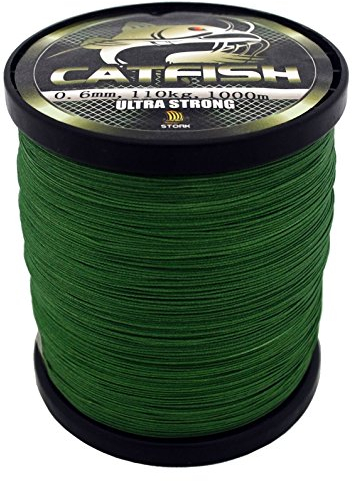 Stork Catfish, 8-Fach geflochtene Wallerschnur 1000m (Moosgrün, 55 kg / 0,40mm)