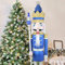 CDL 48 4 pies de altura tamaño grande/tamaño gigante azul purpurina Navidad adorno de cascanueces rey de madera en soporte cetro de oro para interior exterior Navidad/Event/boda fiesta decoración K33