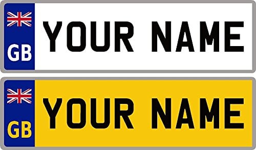 GB Flag Union Jack Personalised Waterproof Self-Adhesive 14 x 4 cm Number Plate Stickers for Childrens Kids Ride on Car, Bike, Bedroom Doors, Wheelchair, Mobility Scooter by Ellis Graphix